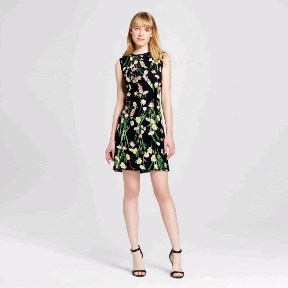 Victoria Beckham Target Collab Chic Black Floral‎ Dress Sz S Spring 2016 Wedding